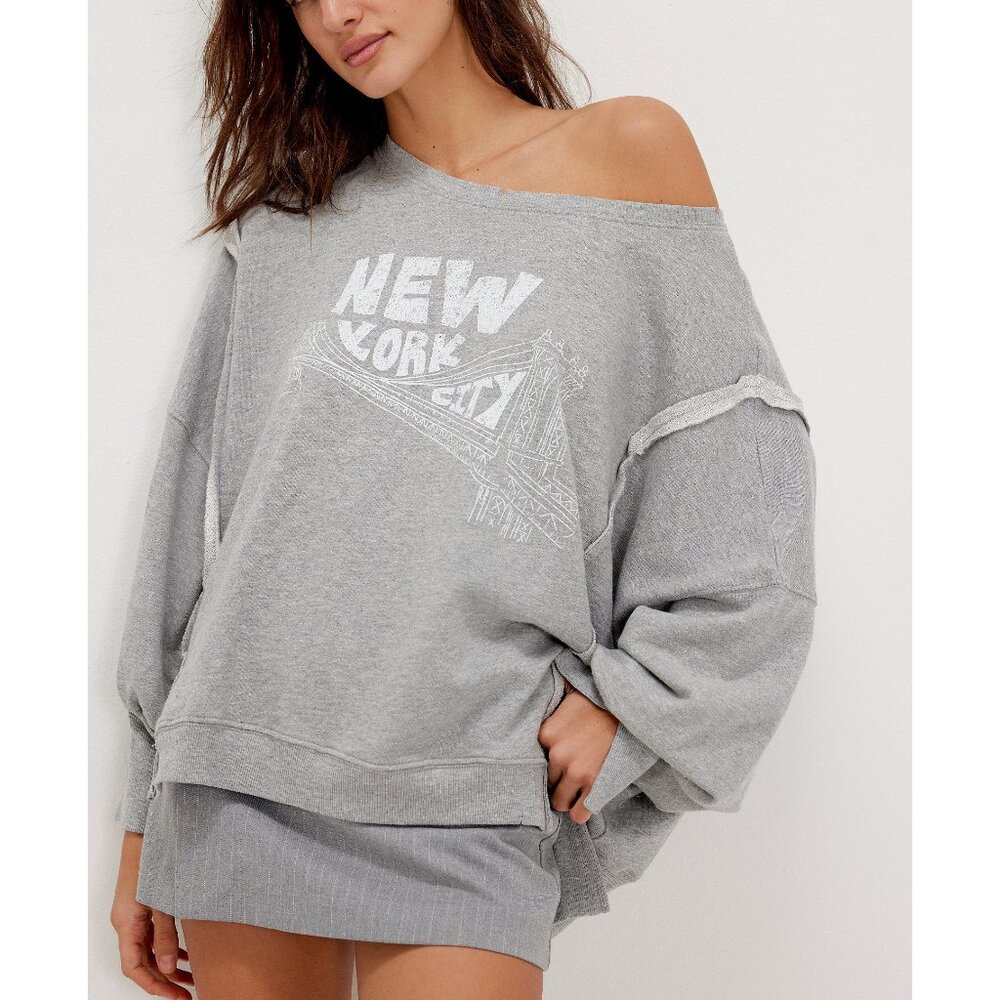 FREE PEOPLE We The Free Graphic Camden Pullover / New York Combo